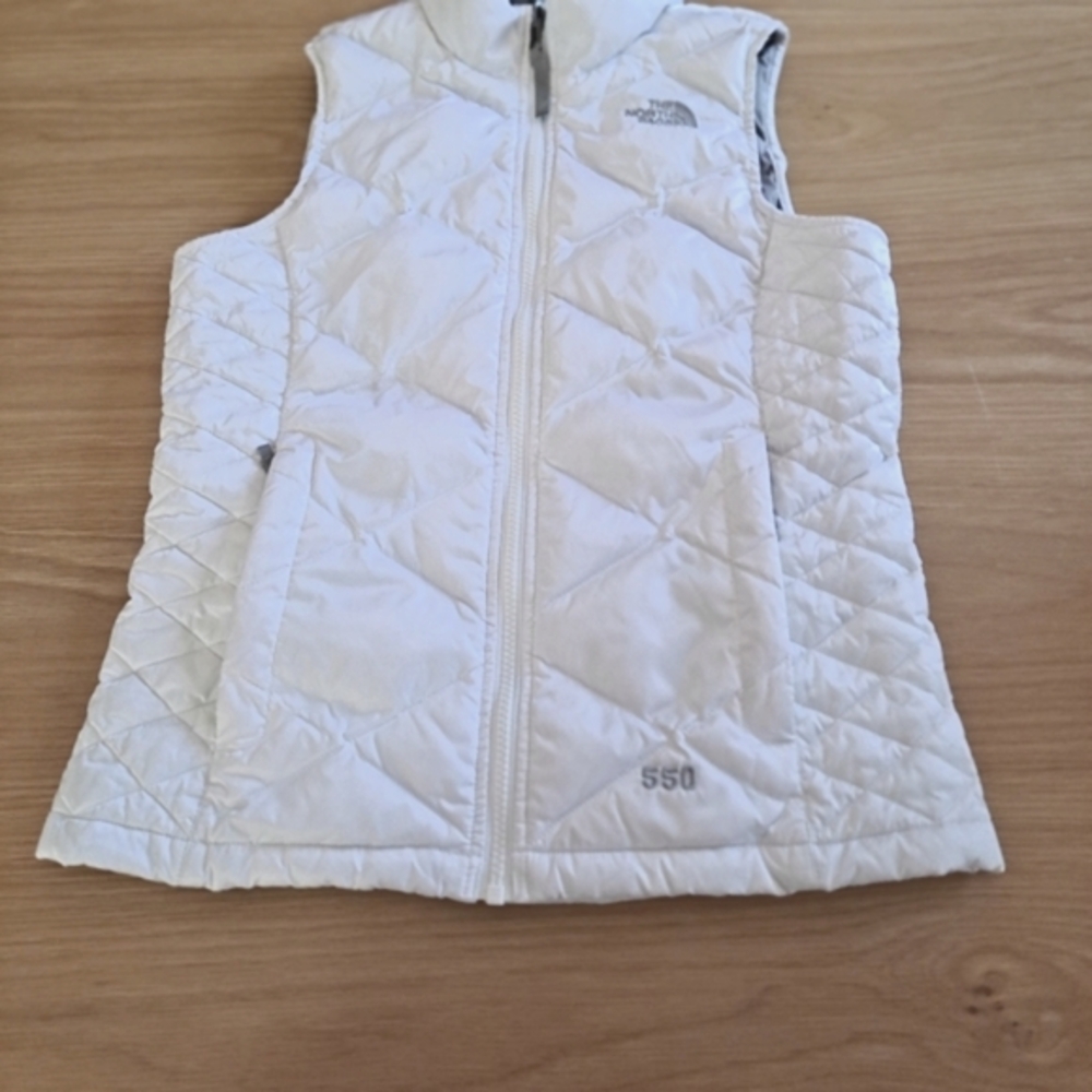 North Face girls white and gray down puffer vest